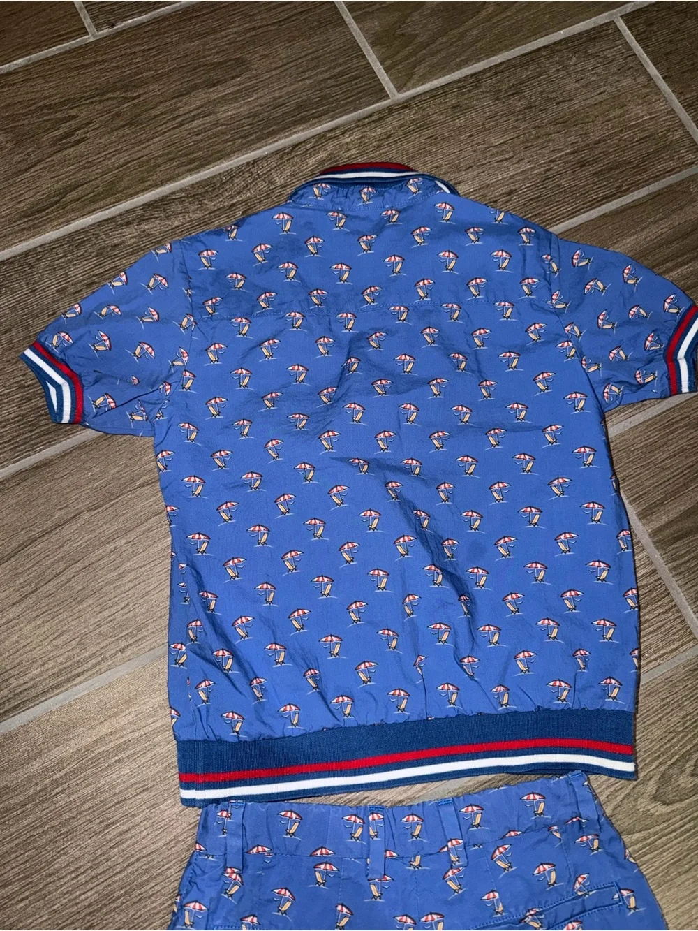 Dolce & Gabbana Boys Blue Polo-Style Set with Striped Trim